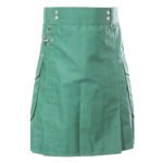 Green Utility Kilt With Cargo Pockets