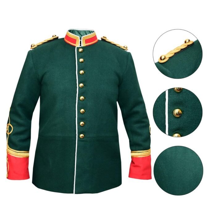 Green Wool Military Pipe Band Jacket Detail