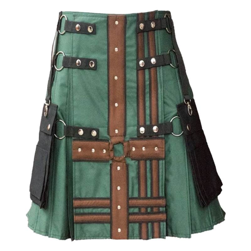 Modern Handmade Green Fashion Utility kilt For Men