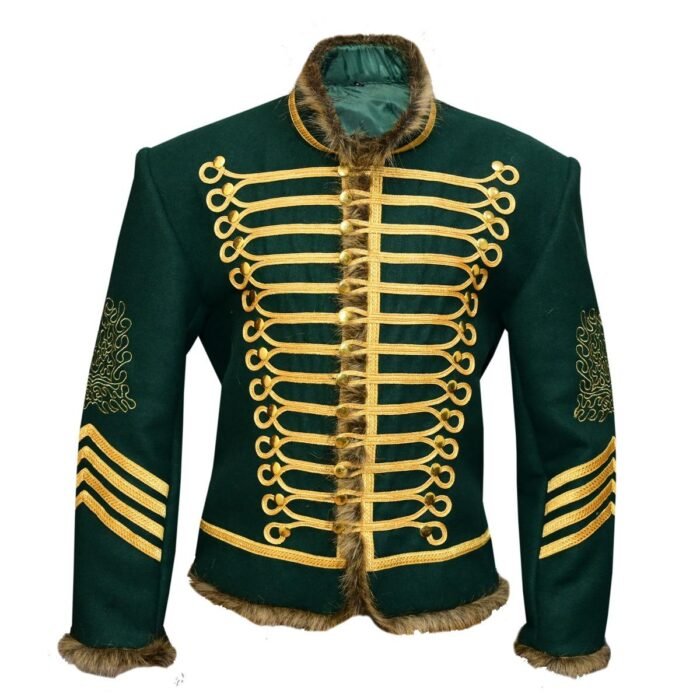 Jimi Hendrix Pipe Band 18th Century Napoleonic Green Hussar Jacket