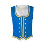 Light Blue Velvet Highland Dancing Vest With Gold Trim