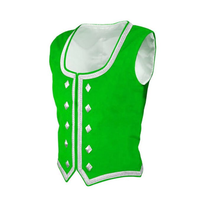 Lime Green Velvet Highland Dancing Vest Side