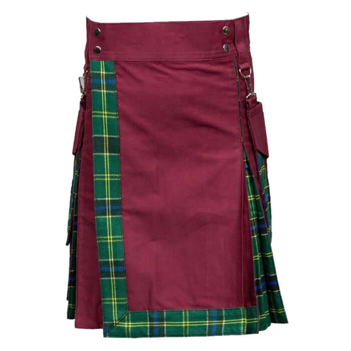 Maroon Cotton Hybrid Kilt