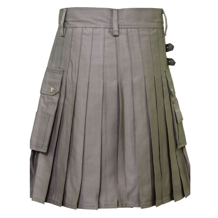 Modern Khaki Utility Kilt Back