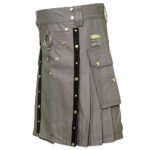 Modern Khaki Utility Kilt Side