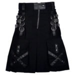 Modern Utility Black Gothic Kilt Cargo With Pockets