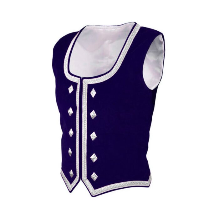 Navy Blue Velvet Highland Dancing Vest Side