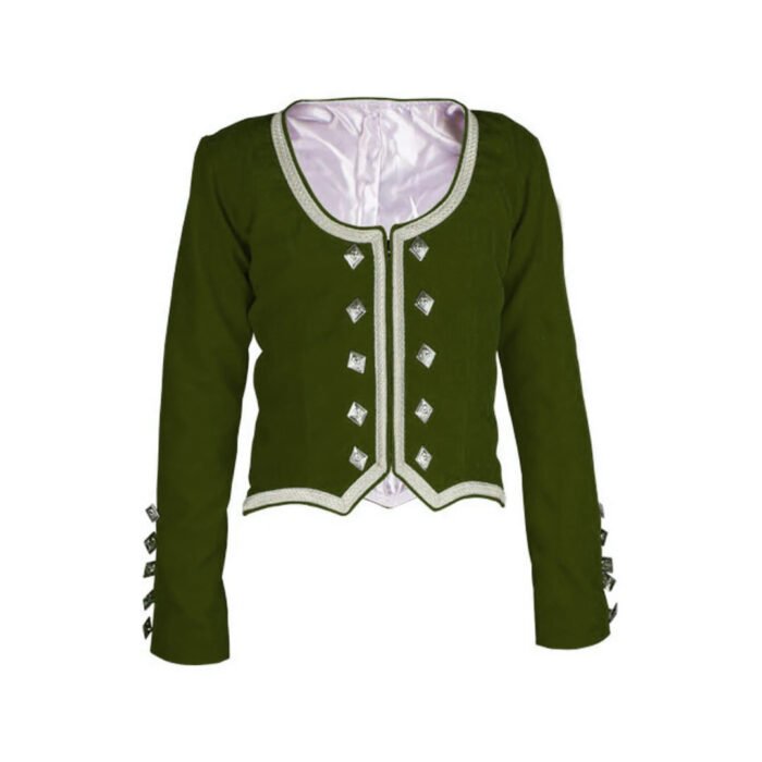 Olive Green Velvet Highland Dancing Jacket