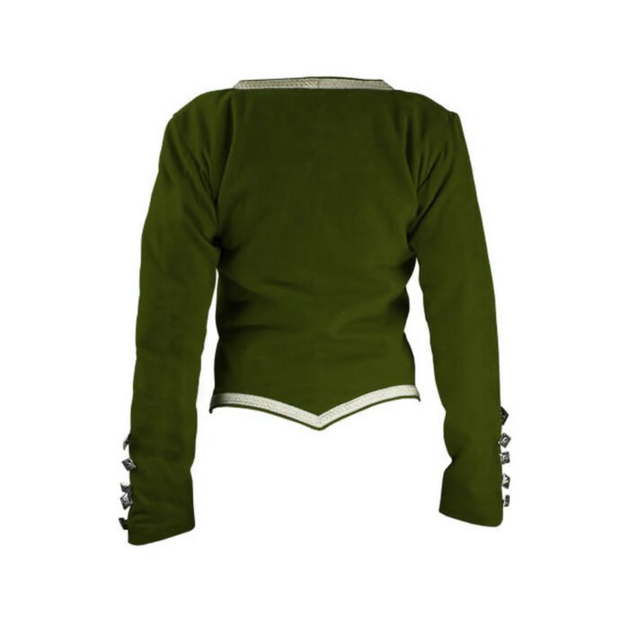 Olive Green Velvet Highland Dancing Jacket Back