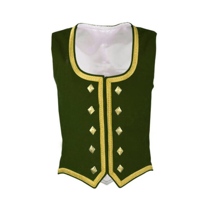 Olive Green Velvet Highland Dancing Vest