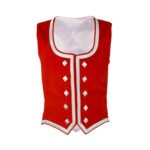 Red Velvet Highland Dancing Vest With Silver Trim