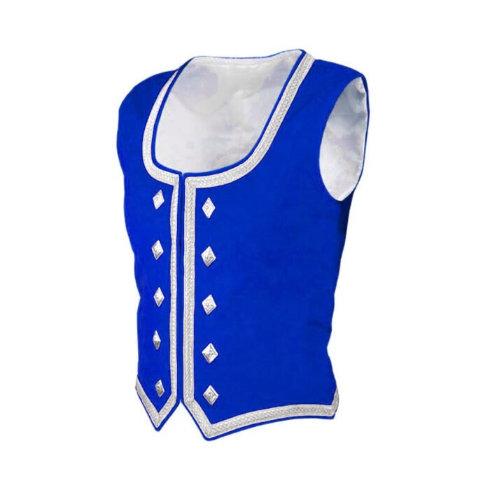 Royal Blue Velvet Highland Dancing Jacket Side