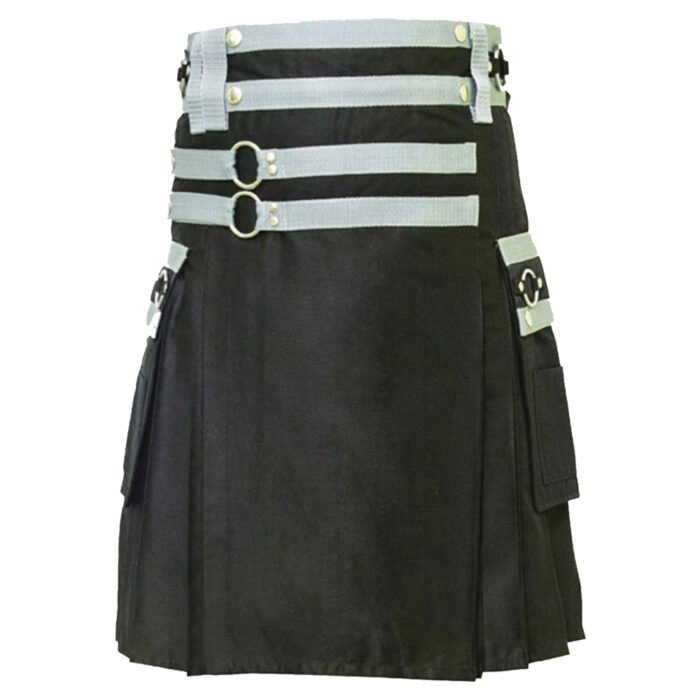 Stylish Cargo Black Utility Kilt