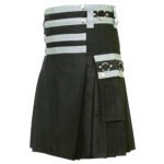 Stylish Cargo Black Utility Kilt Left Side