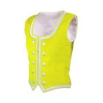 Yellow Velvet Highland Dancing Vest With Silver Trim Side