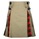 khaki Cotton Wallace Tartan Hybrid Kilt