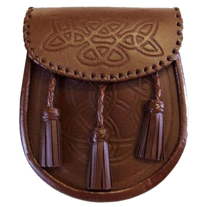 Celtic Embossed Leather Sporran Brown