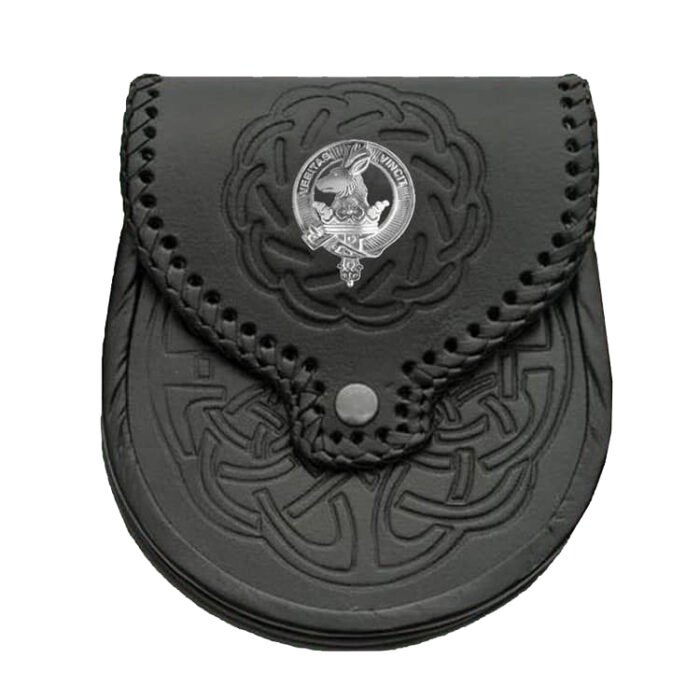 Clan Crest Badge Leather Sporran