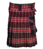 Black Stewart Tartan Utility Kilt Back