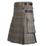 Black Watch Weathered Tartan Utility Kilt Side