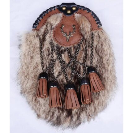 Deer Badge Brown Fox Fur Sporran