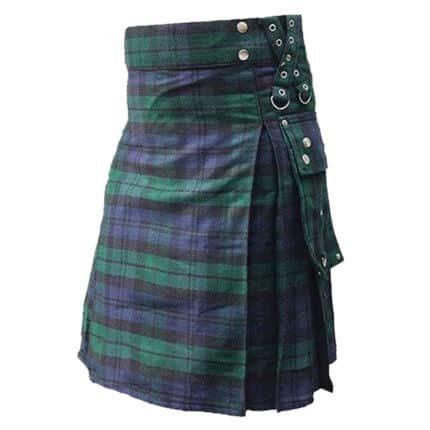 Modern Black Watch Tartan Utility Kilt Back