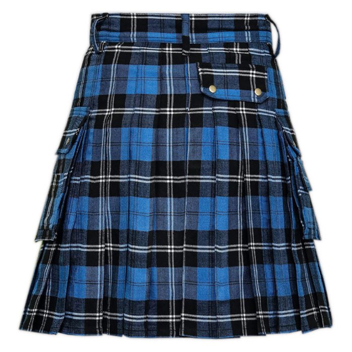 Ramsey Blue Tartan Utility Kilt Back