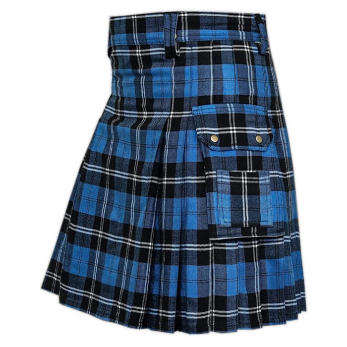 Ramsey Blue Tartan Utility Kilt Side