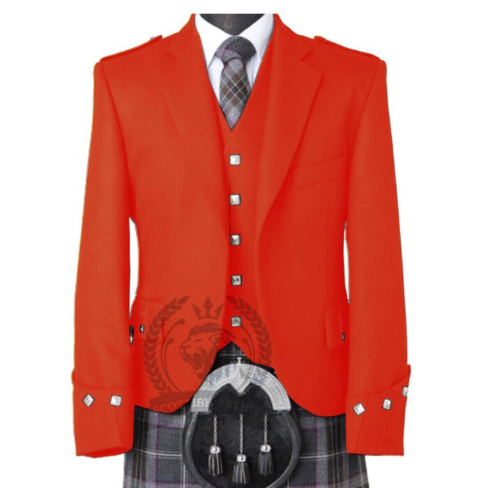 Red Argyle Jacket With Waistcoat