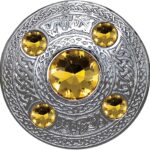 Gold Stone Kilt Fly Plaid Brooch