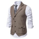 Mens Tweed Vest Side