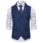 Navy Blue Tweed Vest