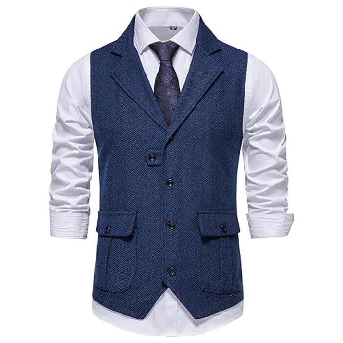 Navy Blue Tweed Vest