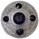 Purple Stone Kilt Fly Plaid Brooch