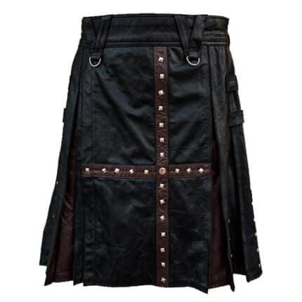 Black And Brown Hybrid Leather Kilt