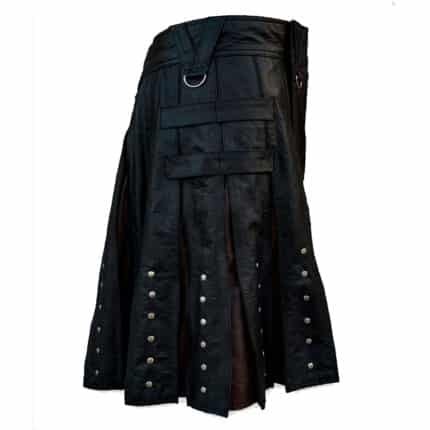 Black And Brown Hybrid Leather Kilt Side