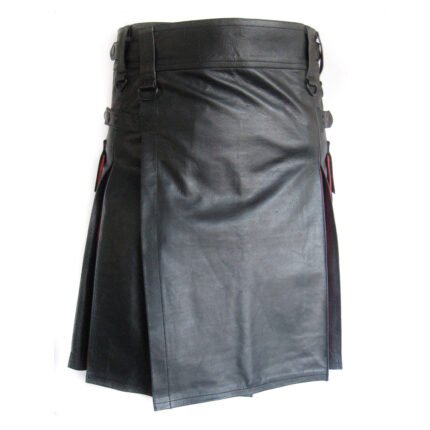 Black And Red Leather Hybrid Kilt