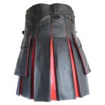 Black And Red Leather Hybrid Kilt Back