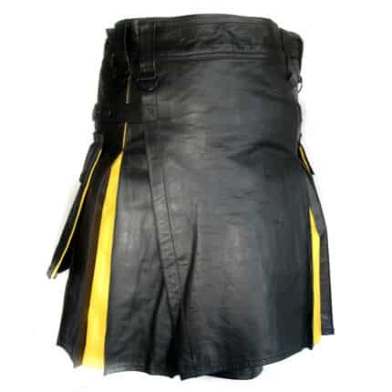 Black And Yellow Hybrid Leather Kilt