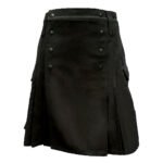 Black Utility Kilt With Back Pockets