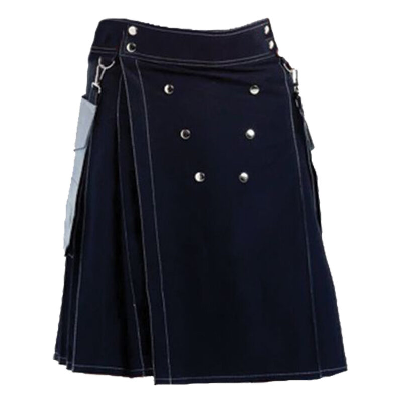 Black Utility Kilt With Removable Pockets