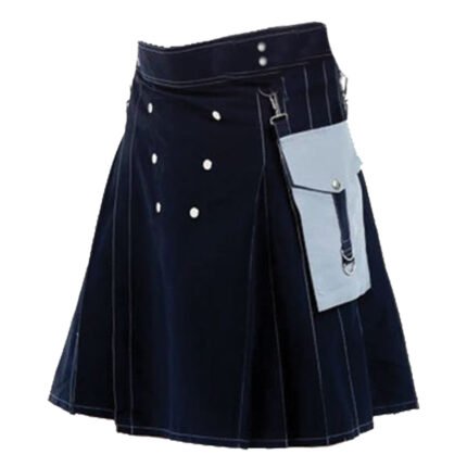 Black Utility Kilt With Removable Pockets Side