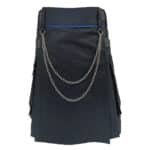 Black Utility Kilt With Stylish Silver Chains