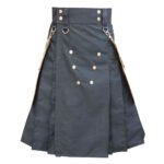 Black Utility kilt With Khaki Detachable Pockets