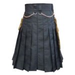 Black Utility kilt With Khaki Detachable Pockets Back