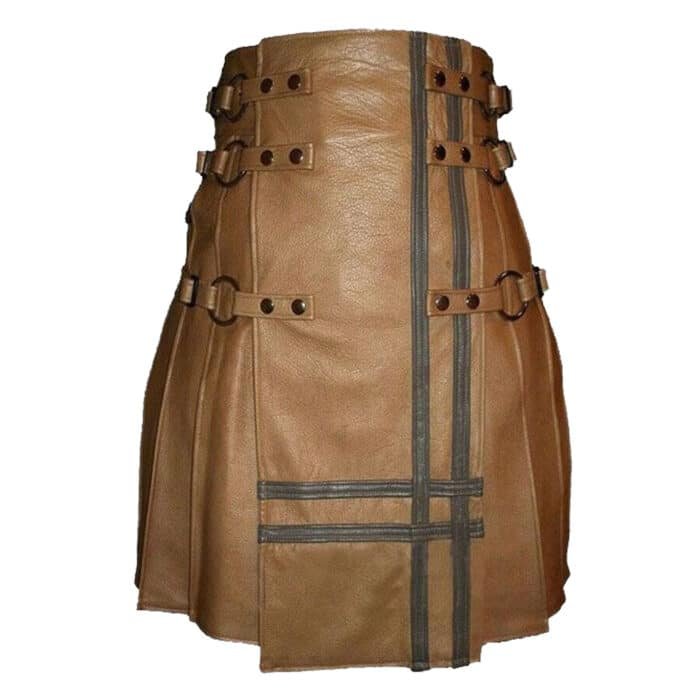 Brown Fashion Leather Kilt