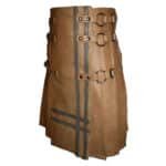 Brown Fashion Leather Kilt Side