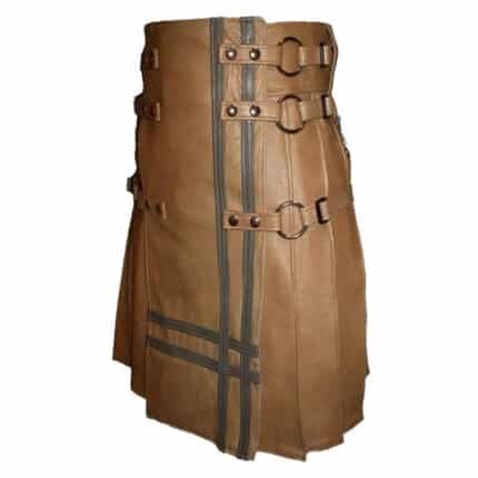 Brown Fashion Leather Kilt Side