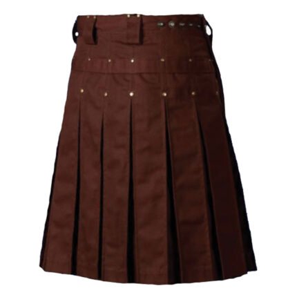 Dark Brown Utility Kilt For Mens Back