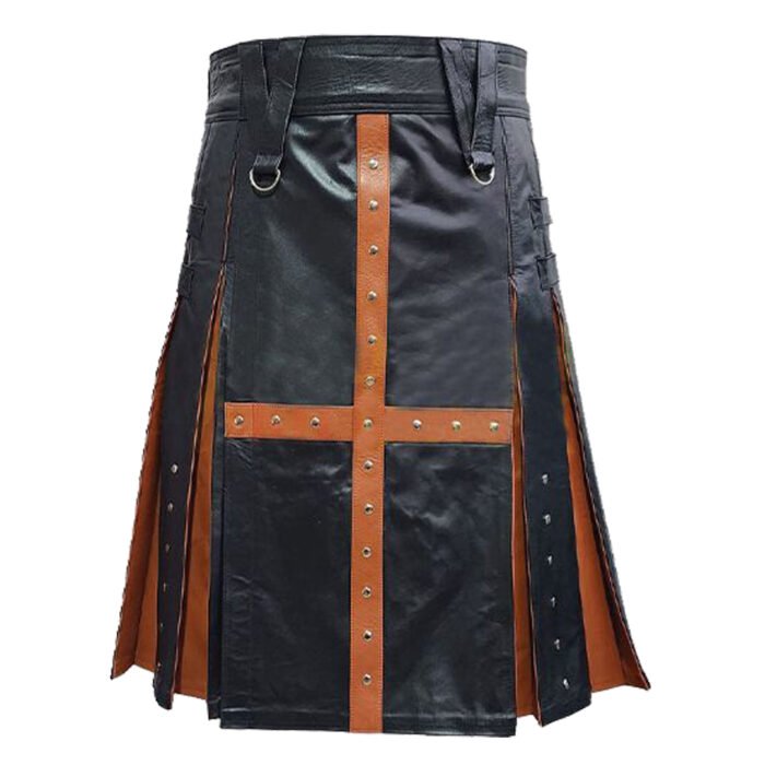 Fashion Black And Brown Leather Kilt